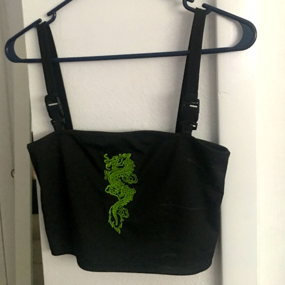 Cropped Buckle Black Top